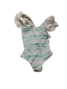 Eberjey Girls Ruffled Racerback Striped One Piece Swimsuit Sz 6